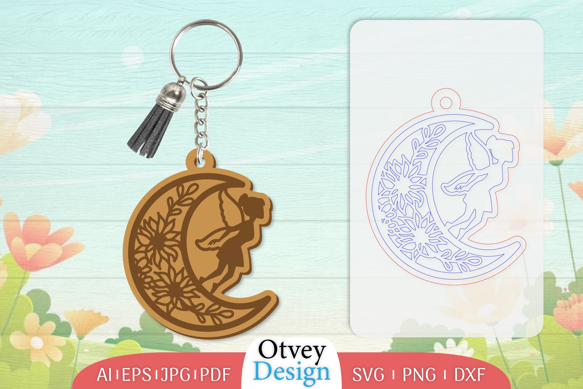 Fairy in the Moon Keychain Lasercut SVG Bundle 2 - CraftNest - Digital Crafting and Art