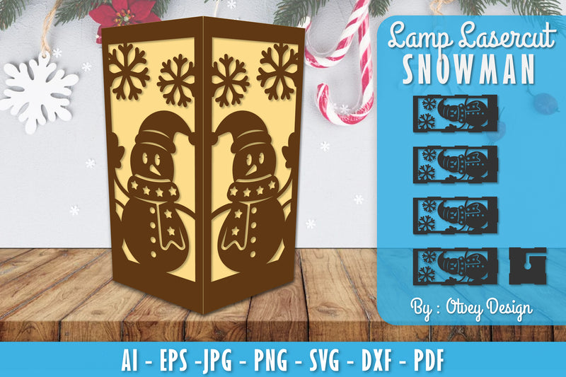Snowman Lamp Lasercut SVG Bundle 8 - CraftNest - Digital Crafting and Art