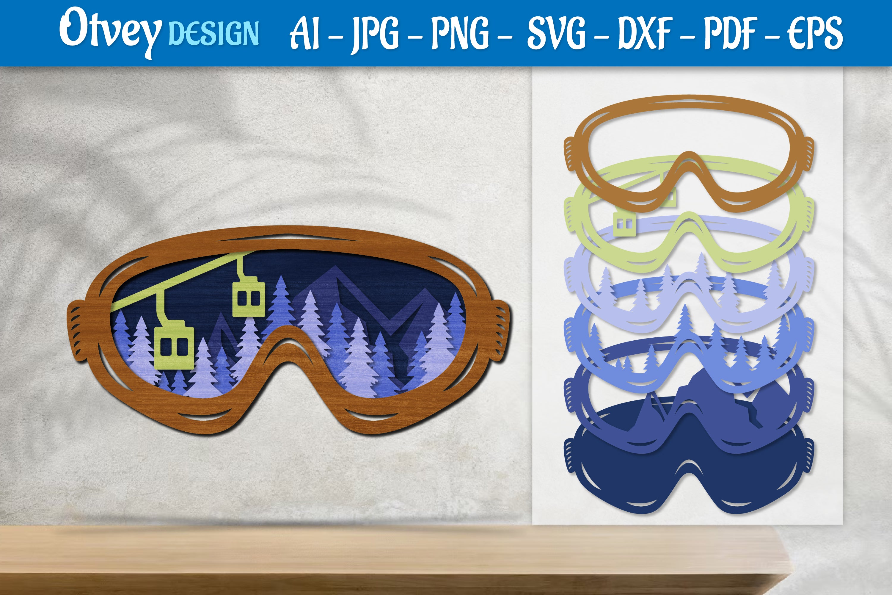 Mountain Scene Goggles Layered Lasercut SVG Bundle 8 - CraftNest - Digital Crafting and Art