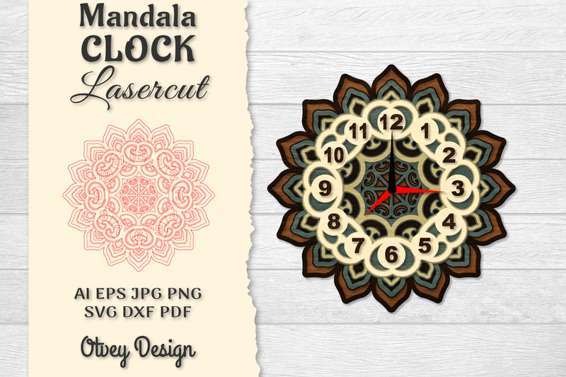 Clock Mandala Lasercut SVG Bundle 6 - CraftNest - Digital Crafting and Art