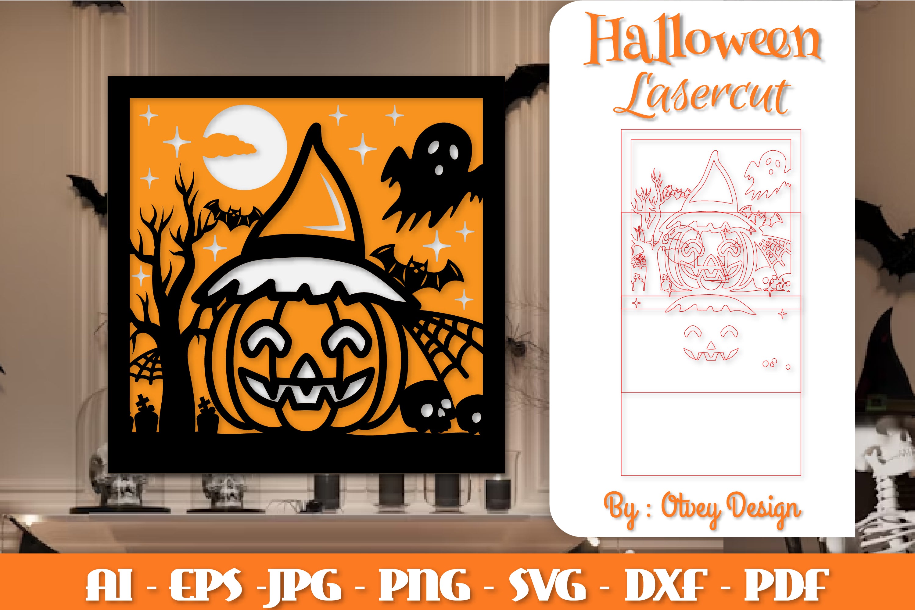Halloween Decorations Layered Lasercut SVG Bundle