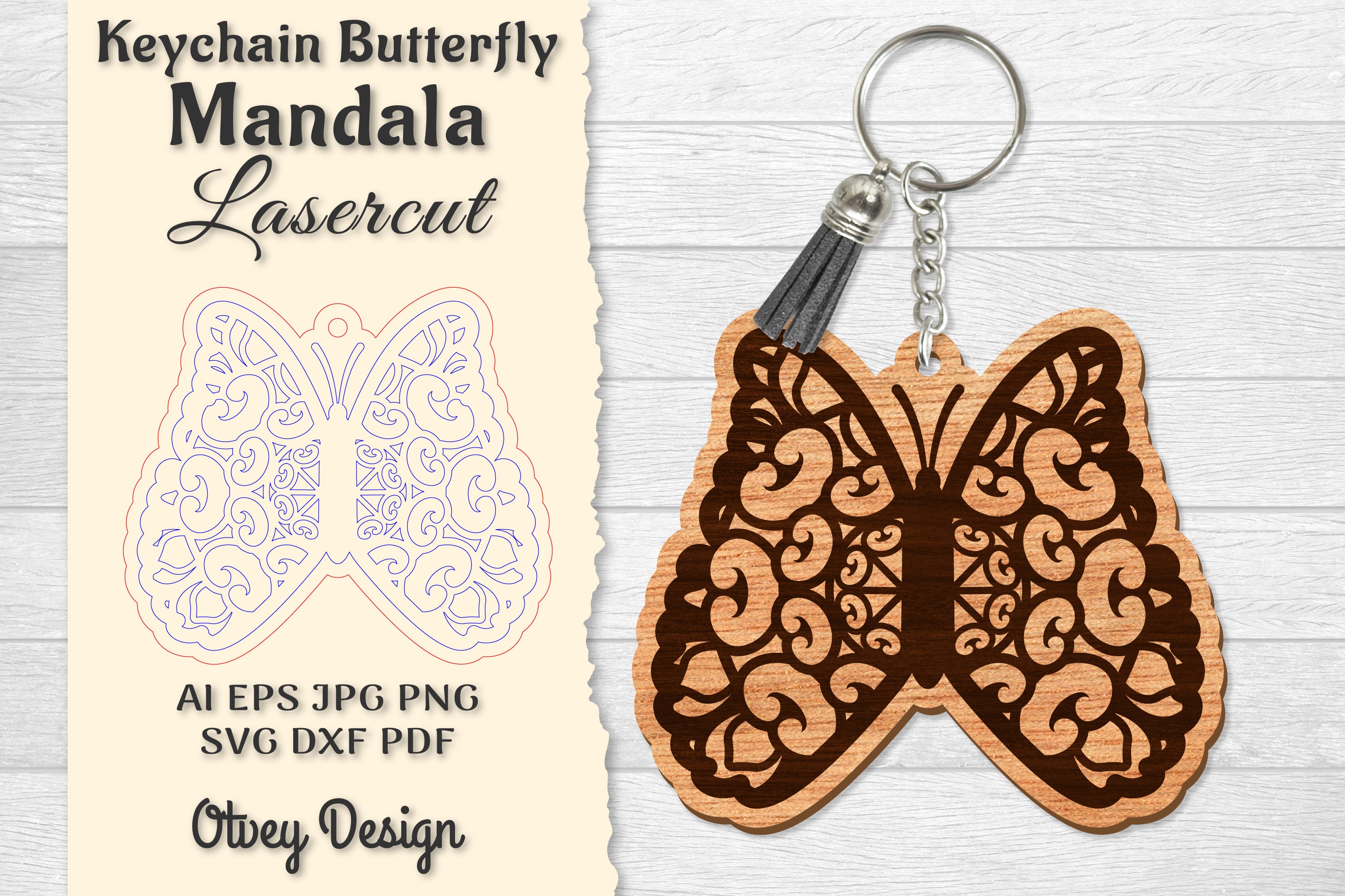 Butterfly Mandala Keychain SVG Bundle 7 - CraftNest - Digital Crafting and Art