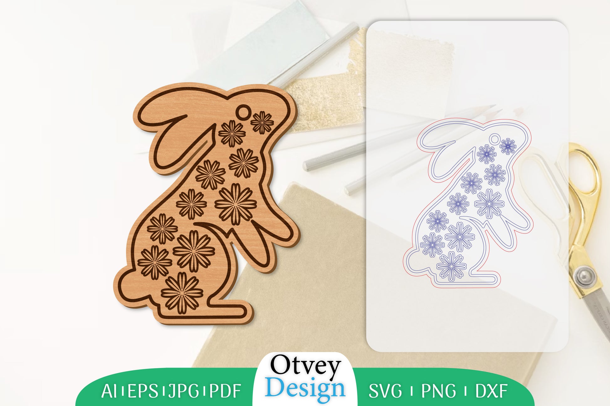 Rabbit Flower Lasercut SVG Bundle 7 - CraftNest - Digital Crafting and Art