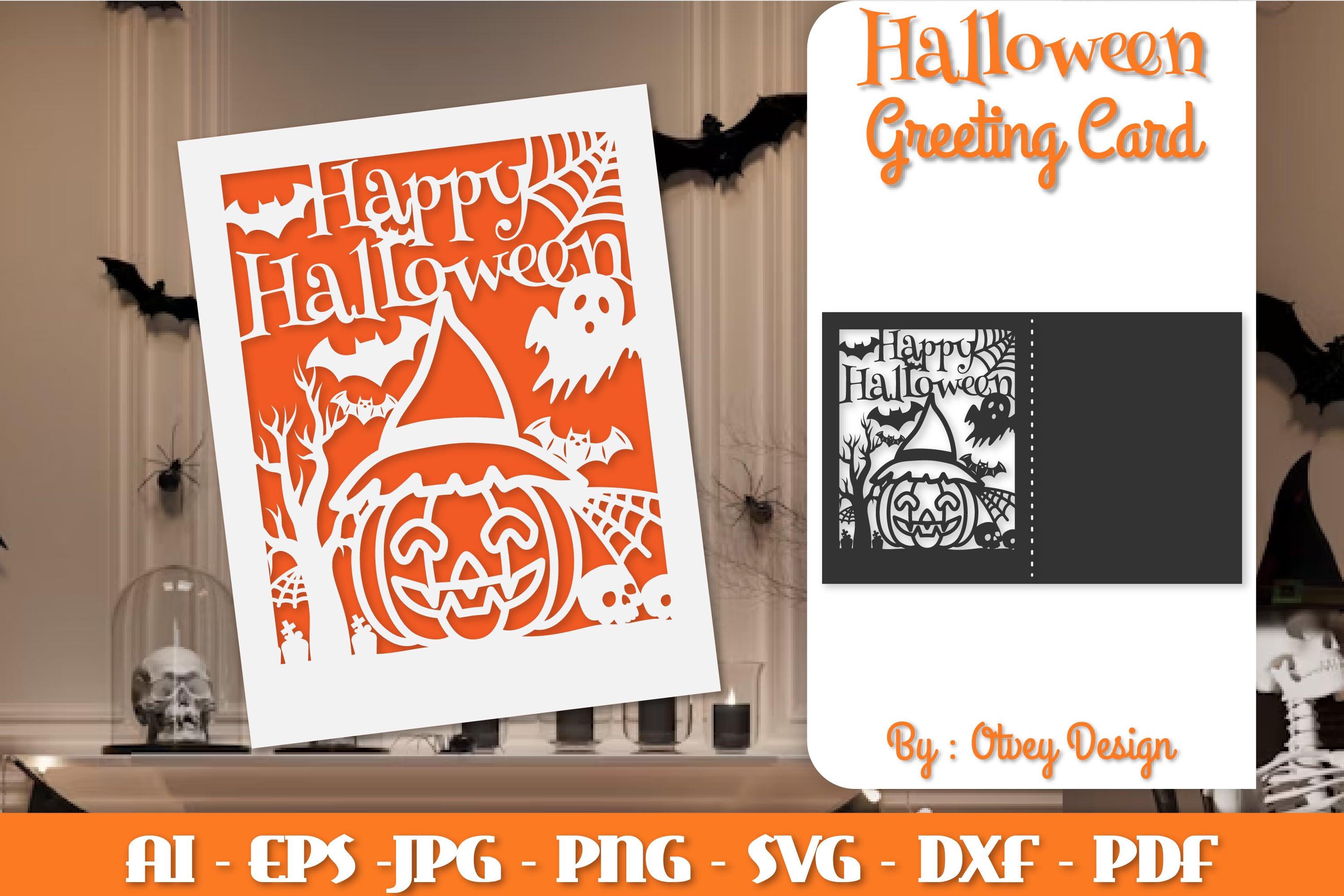 Halloween Scene Greeting Card SVG Bundle