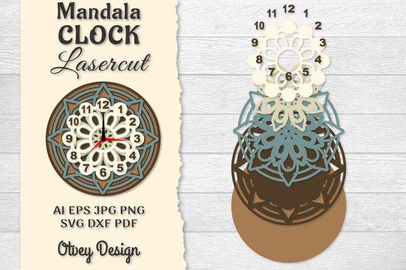 8 Clock Mandala Lasercut SVG Bundle - CraftNest - Digital Crafting and Art