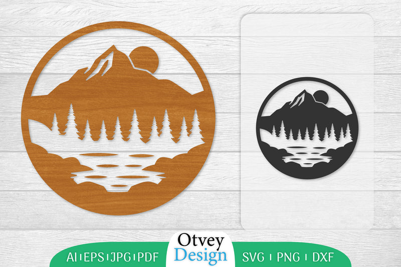 Sunset Mountain Lasercut Wall Decor SVG Bundle 11 - CraftNest - Digital Crafting and Art