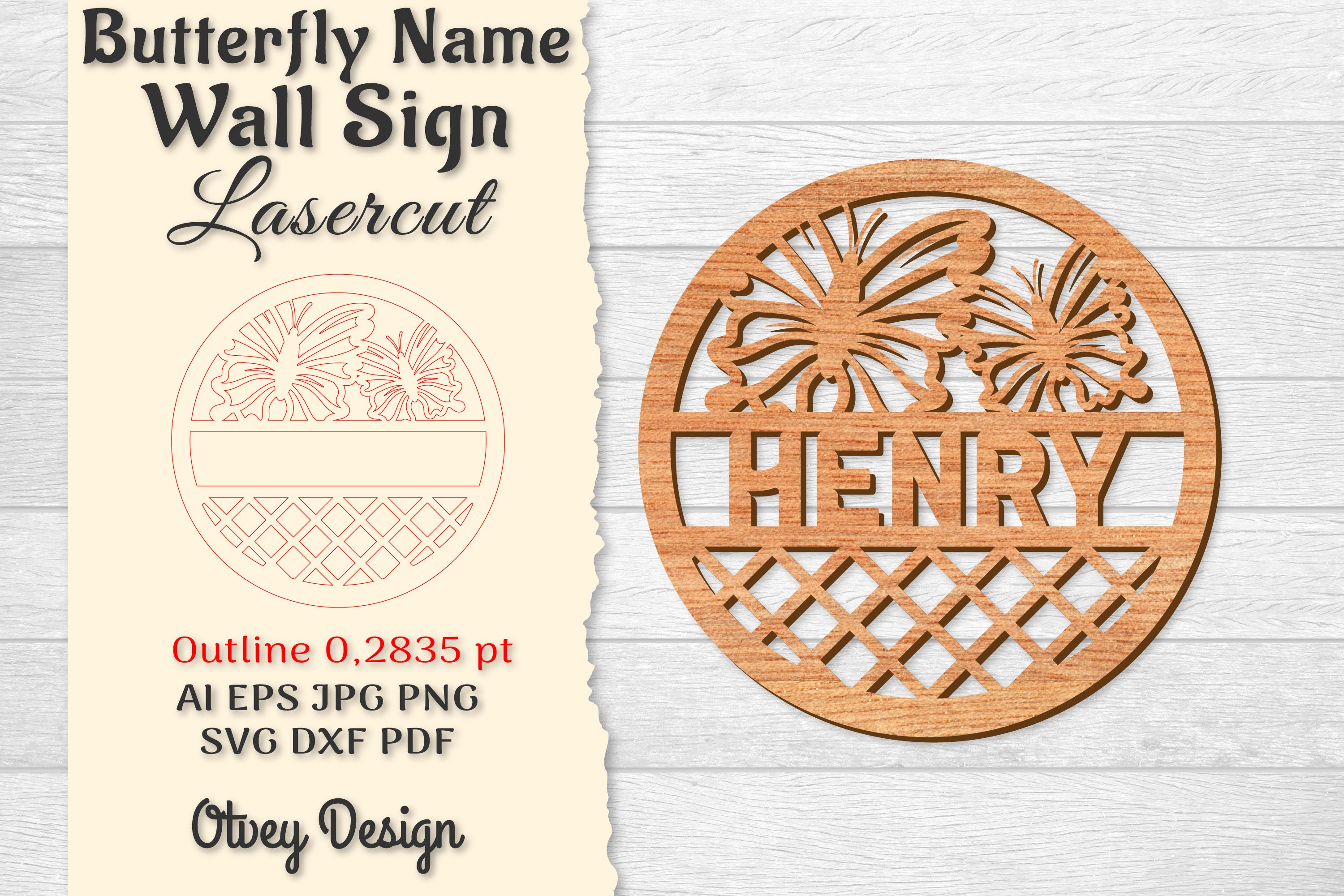 Butterfly Name Wall Art Sign SVG Bundle 8 - CraftNest - Digital Crafting and Art