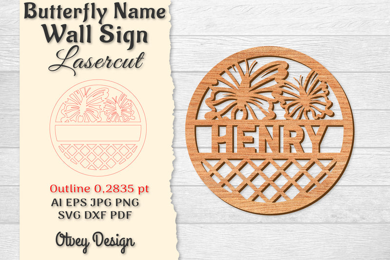 Butterfly Name Wall Art Sign SVG Bundle 8 - CraftNest - Digital Crafting and Art