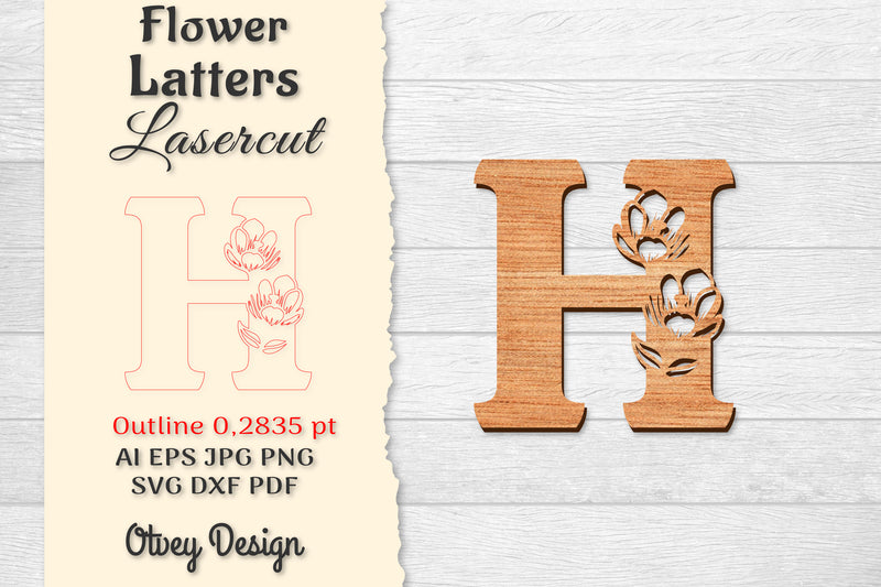 Flower Letters Laser Cut File SVG Bundle 96 - CraftNest - Digital Crafting and Art