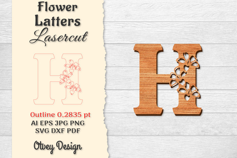 Flower Letters Laser Cut File SVG Bundle 122 - CraftNest - Digital Crafting and Art