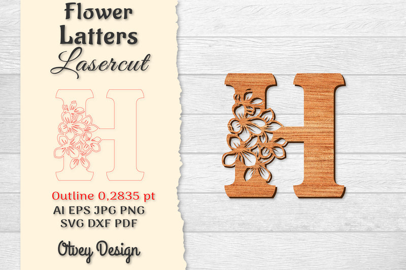 Flower Letters Laser Cut SVG Bundle 155 - CraftNest - Digital Crafting and Art