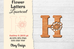 Flower Letters Laser Cut SVG Bundle 26 - CraftNest - Digital Crafting and Art