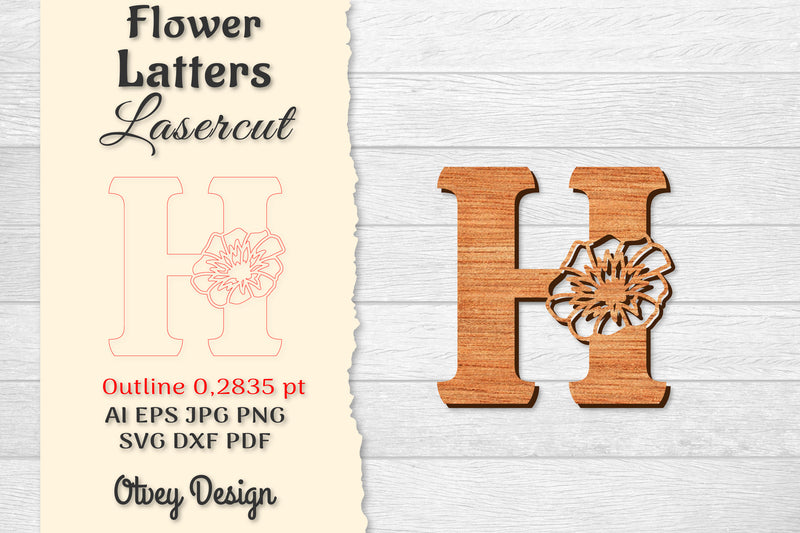 Flower Letters Laser Cut SVG Bundle 26 - CraftNest - Digital Crafting and Art