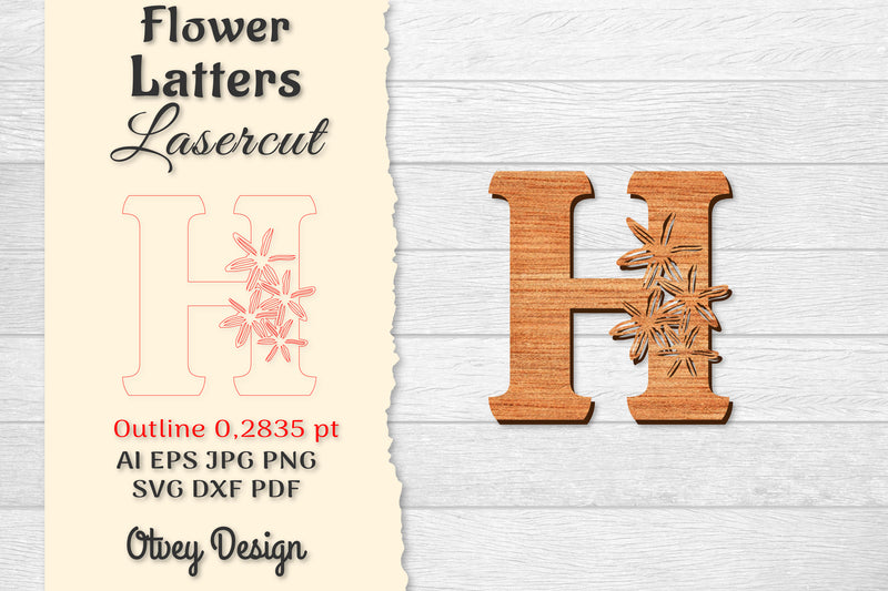 Flower Letters Laser Cut SVG Bundle 53 - CraftNest - Digital Crafting and Art