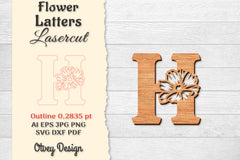 Flower Letters Laser Cut File SVG Bundle 46 - CraftNest - Digital Crafting and Art