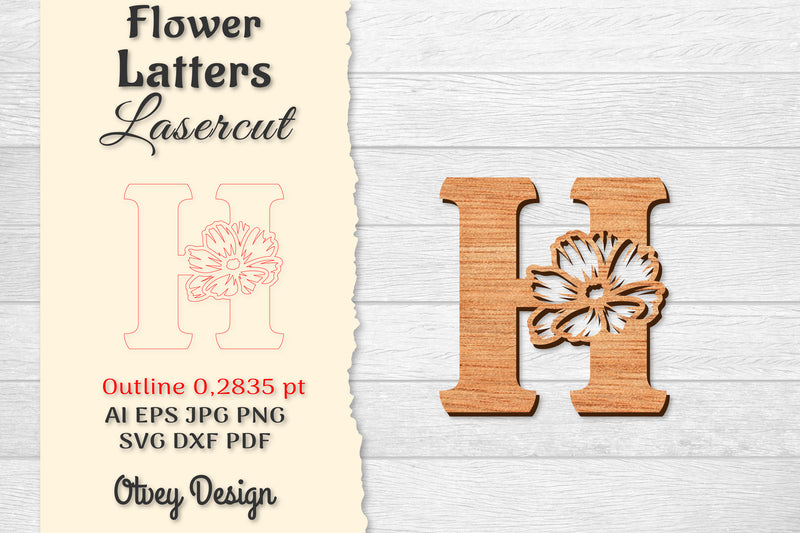 Flower Letters Laser Cut File SVG Bundle 46 - CraftNest - Digital Crafting and Art