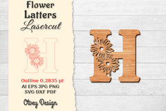 Flower Letters Laser Cut File SVG Bundle 70 - CraftNest - Digital Crafting and Art