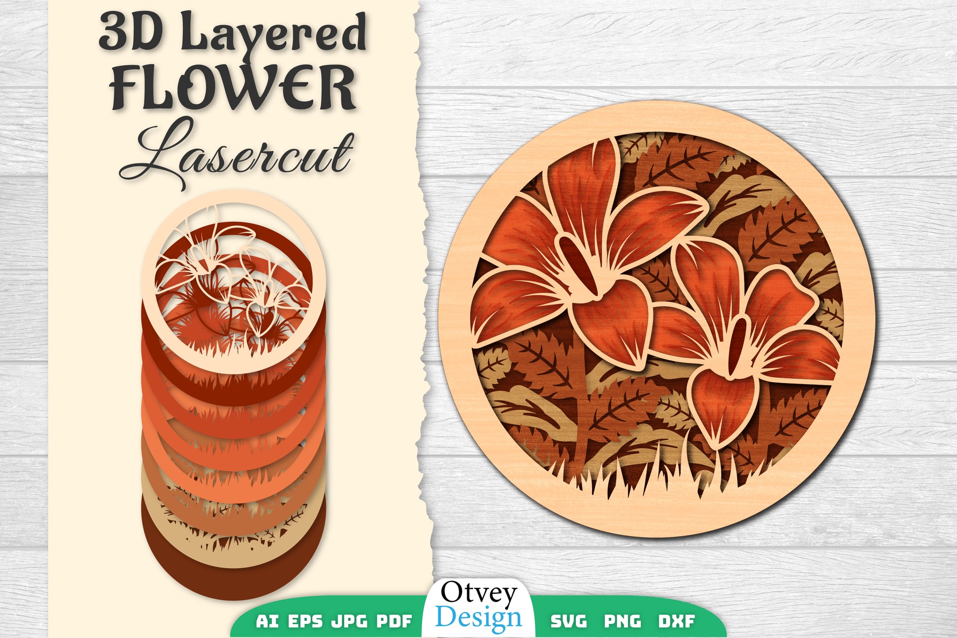 3D Layered Flower Lasercut SVG Bundle 11 - CraftNest - Digital Crafting and Art