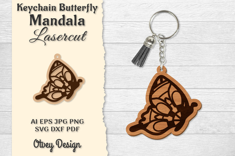 Butterfly Mandala Keychain SVG Bundle 16 - CraftNest - Digital Crafting and Art
