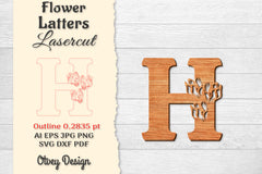 Flower Letters Laser Cut SVG Bundle 110 - CraftNest - Digital Crafting and Art
