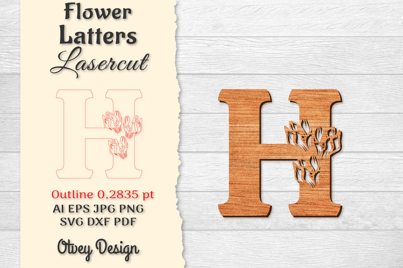 Flower Letters Laser Cut SVG Bundle 110 - CraftNest - Digital Crafting and Art