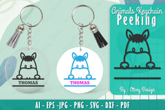 Animals Peeking Keychain SVG Bundle 14 - CraftNest - Digital Crafting and Art