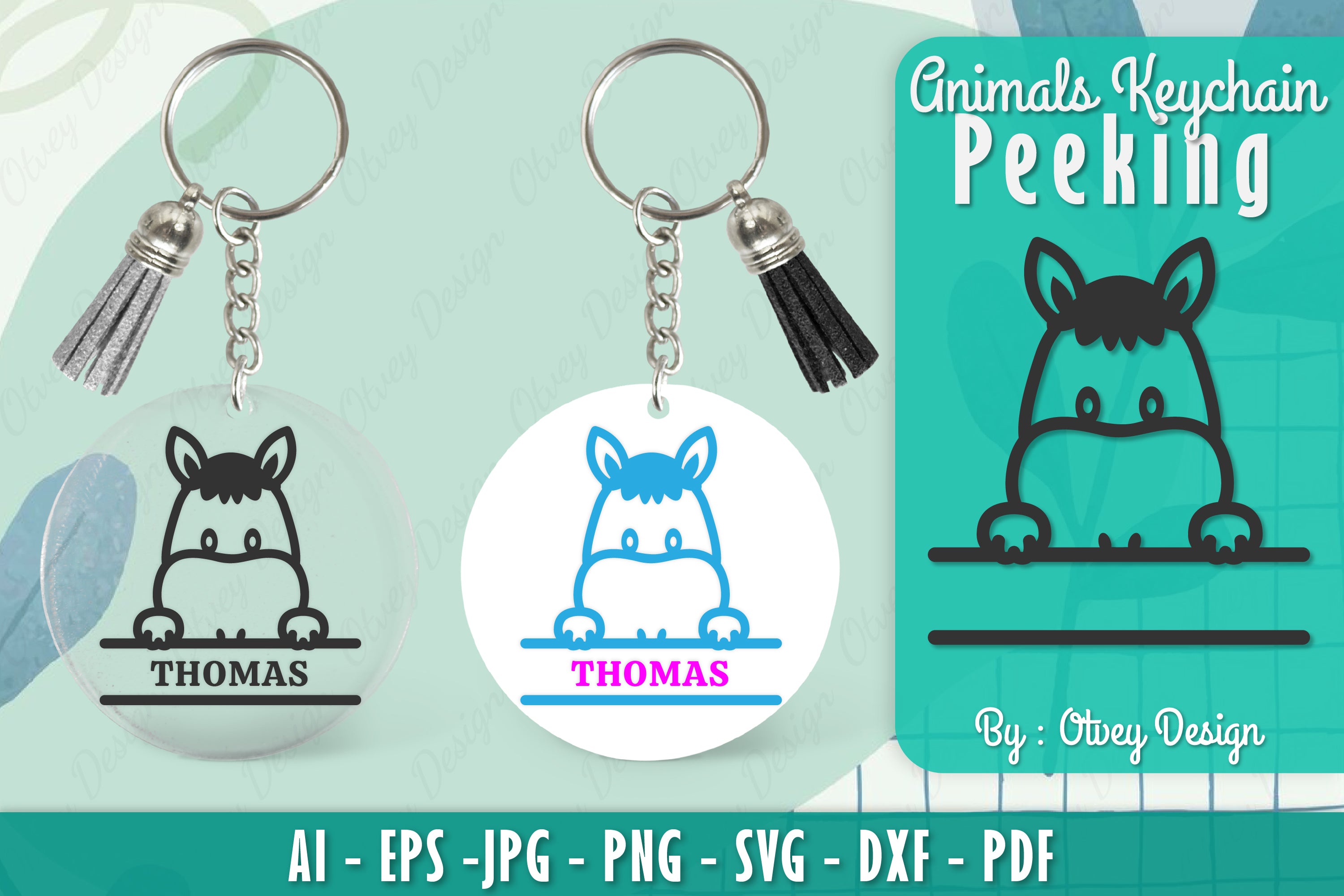 Animals Peeking Keychain SVG Bundle 14 - CraftNest - Digital Crafting and Art