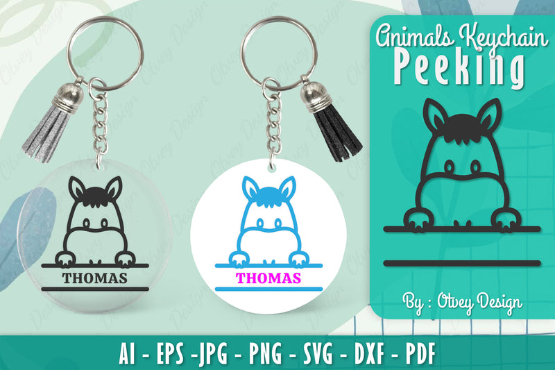 Animals Peeking Keychain SVG Bundle 14 - CraftNest - Digital Crafting and Art