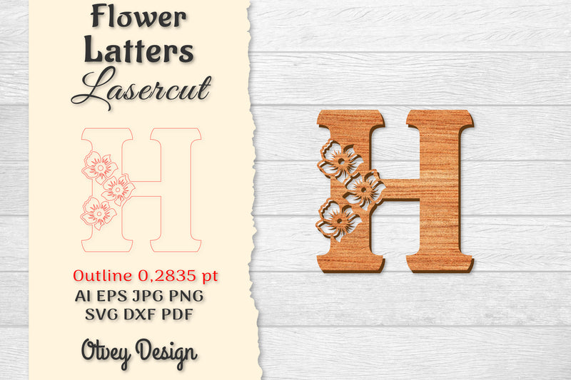 Flower Letters Laser Cut File SVG Bundle 110 - CraftNest - Digital Crafting and Art