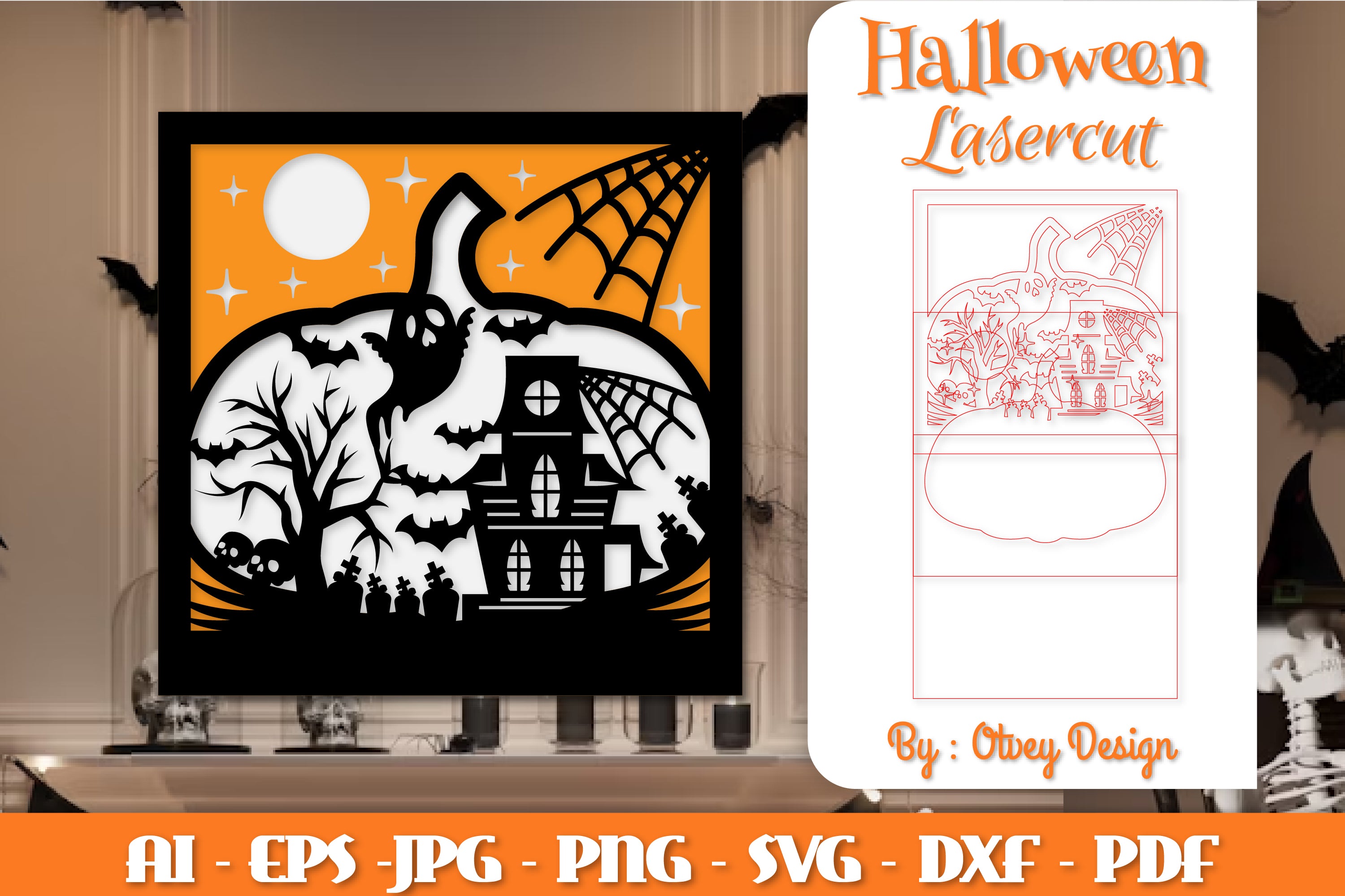 Halloween Decorations Layered Lasercut SVG Bundle