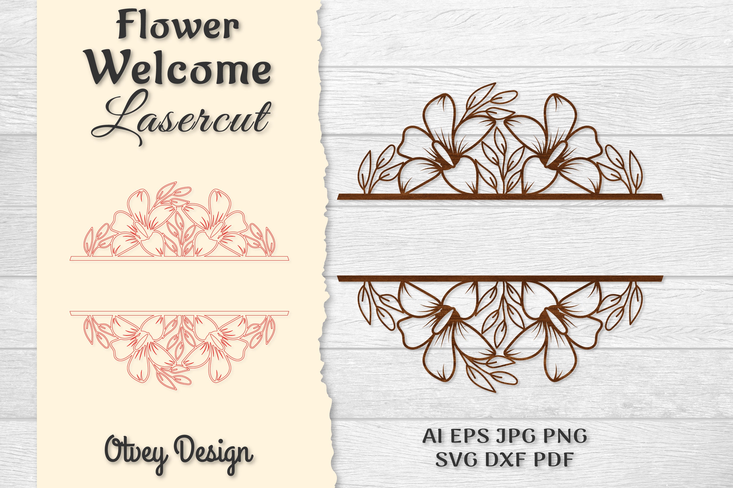 Flower Welcome Slip Lasercut SVG Bundle 8 - CraftNest - Digital Crafting and Art