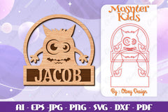 Cute Monster Name Sign Lasercut SVG Bundle 4 - CraftNest - Digital Crafting and Art