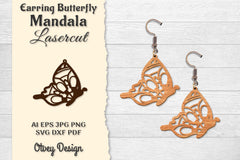 Earring Butterfly Mandala Lasercut SVG Bundle 16 - CraftNest - Digital Crafting and Art