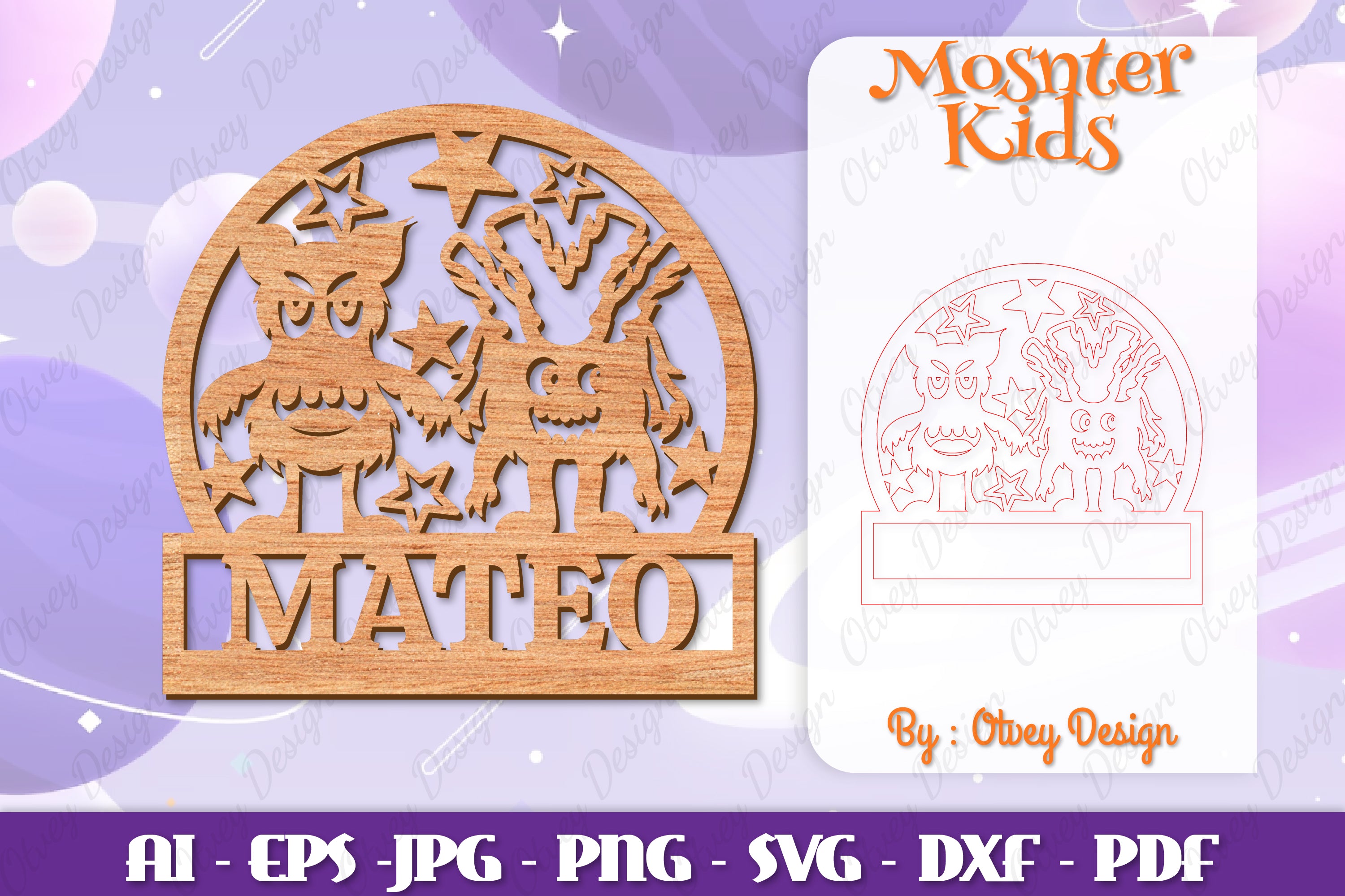 Monsters Kids Name Sign Lasercut SVG Bundle 8 - CraftNest - Digital Crafting and Art