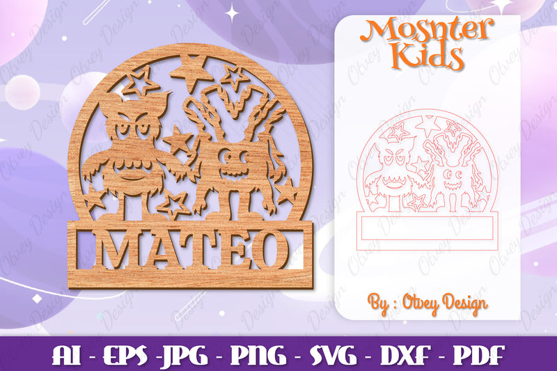 Monsters Kids Name Sign Lasercut SVG Bundle 8 - CraftNest - Digital Crafting and Art