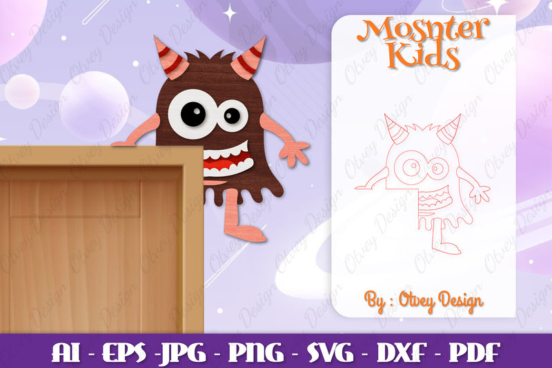 Monster Kids Corner Door Lasercut SVG Bundle 8 - CraftNest - Digital Crafting and Art