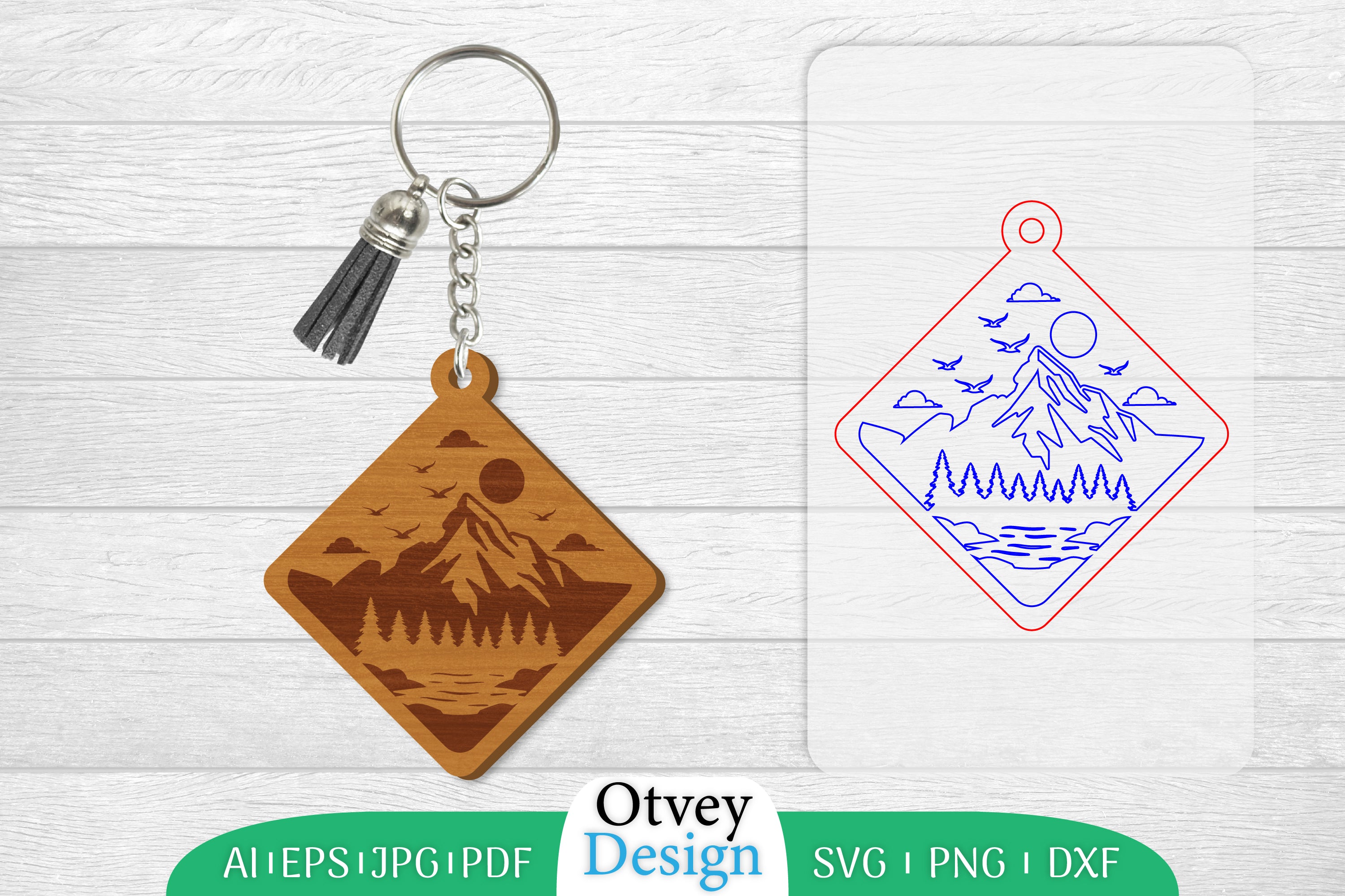 Keychain Sunset Mountain Lasercut SVG Bundle 63 - CraftNest - Digital Crafting and Art