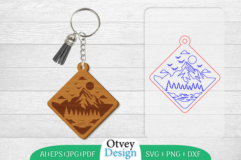 Keychain Sunset Mountain Lasercut SVG Bundle 63 - CraftNest - Digital Crafting and Art