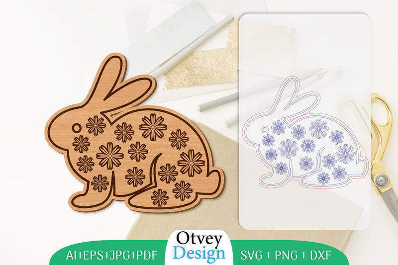Rabbit Flower Lasercut SVG Bundle 8 - CraftNest - Digital Crafting and Art