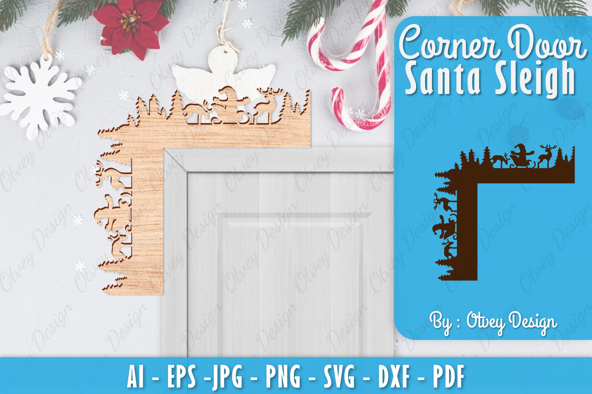 Christmas Santa Sleigh Door Corner Lasercut SVG Bundle 7 - CraftNest - Digital Crafting and Art