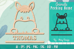 Animals Peeking Name Sign SVG Bundle 14 - CraftNest - Digital Crafting and Art