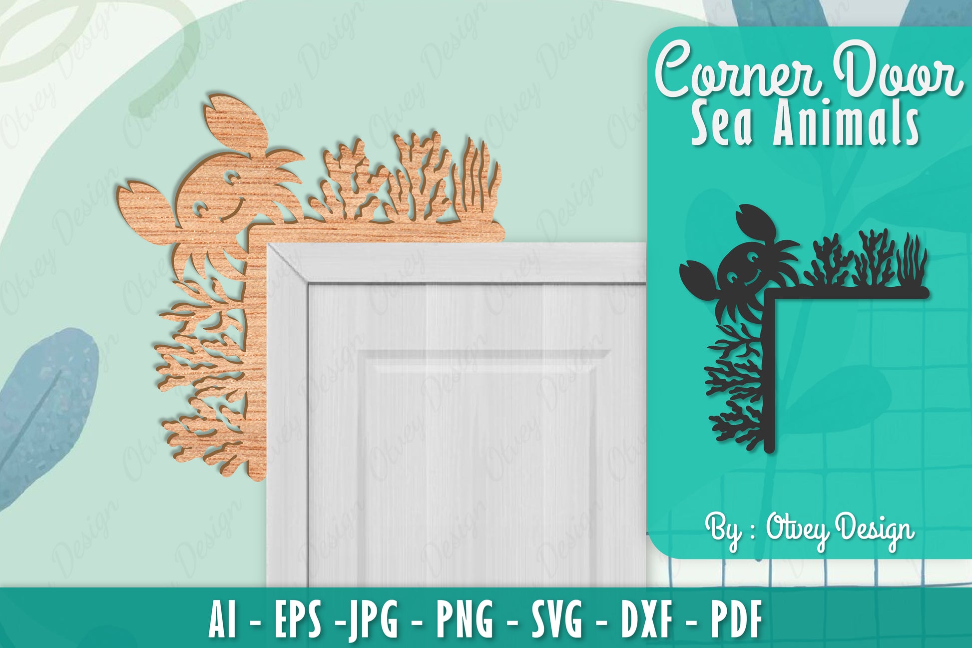 Sea Animals Door Corner Decoration Lasercut SVG Bundle 1 - CraftNest - Digital Crafting and Art