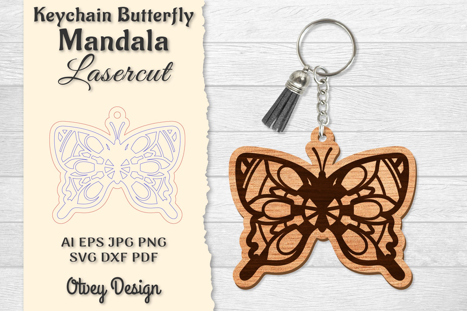 Butterfly Mandala Keychain SVG Bundle 8 - CraftNest - Digital Crafting and Art