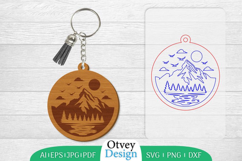 Keychain Sunset Mountain Lasercut SVG Bundle 26 - CraftNest - Digital Crafting and Art