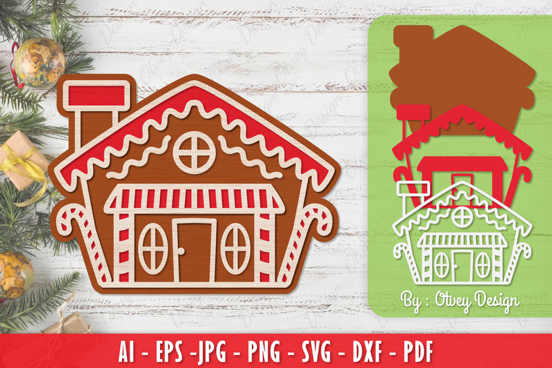 Gingerbread House Laser Cut Merry Christmas SVG Bundle 11 - CraftNest - Digital Crafting and Art
