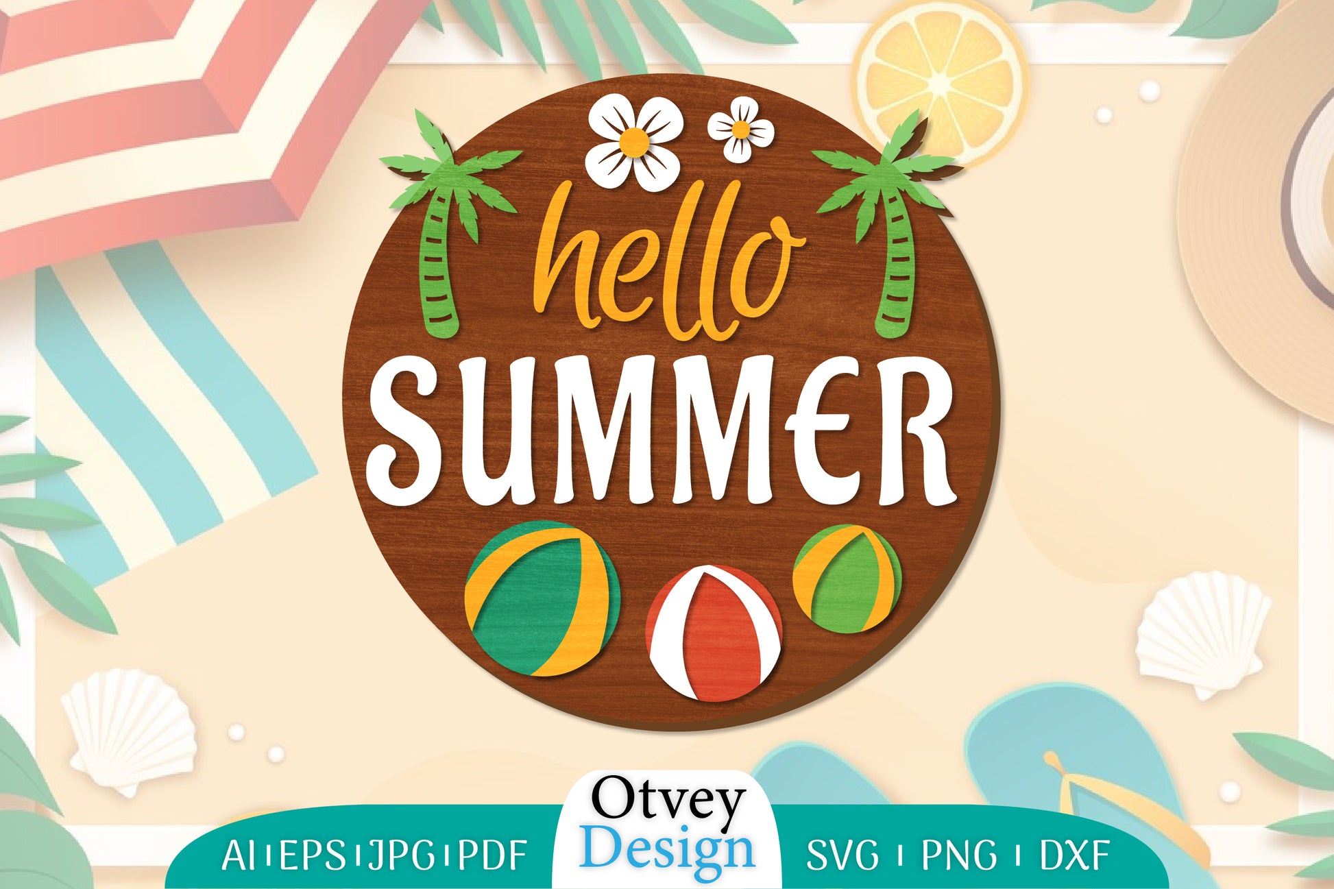 Summer Round Door Hanger SVG Bundle 11 - CraftNest - Digital Crafting and Art