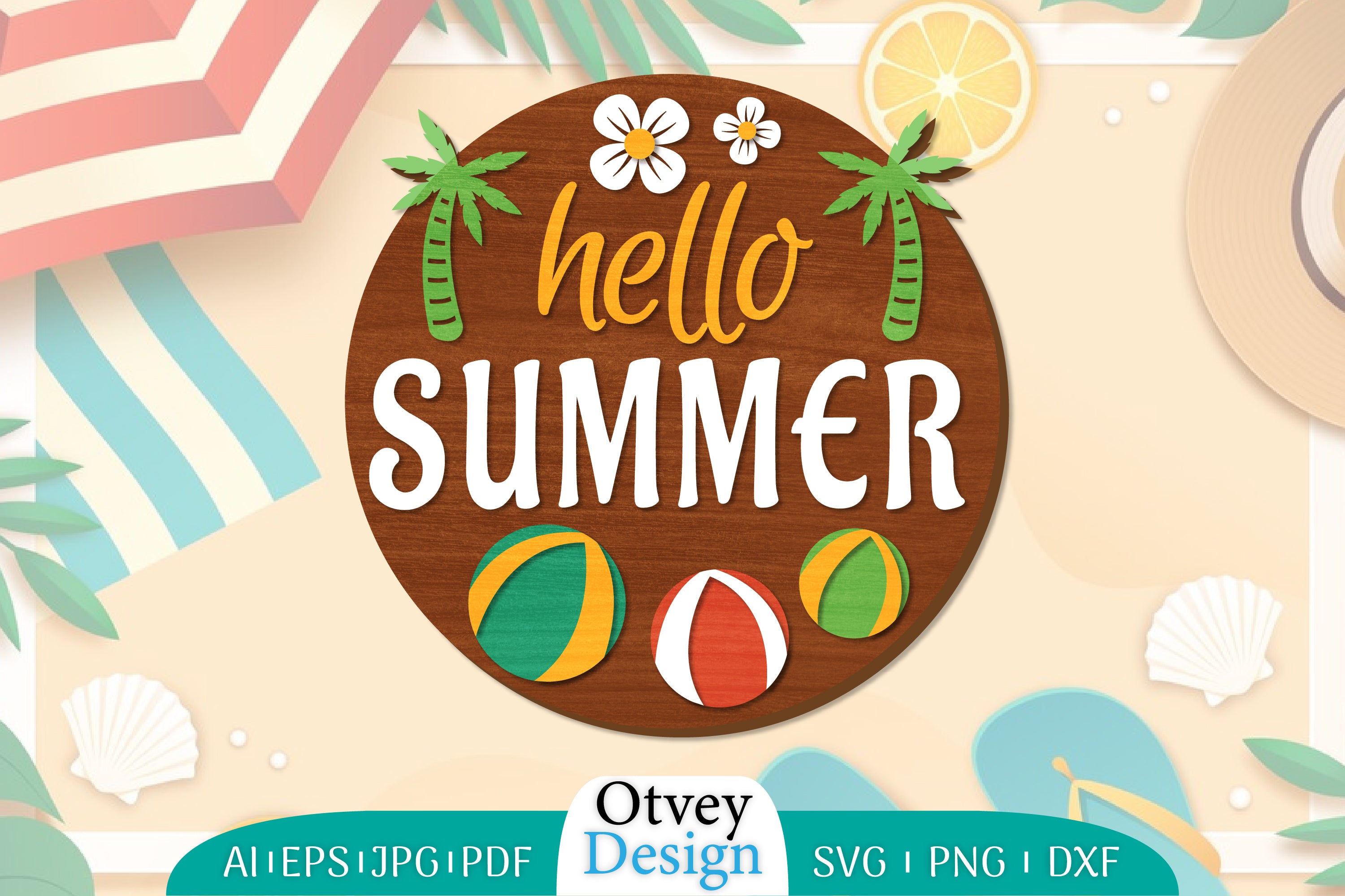 Summer Round Door Hanger SVG Bundle 11 - CraftNest - Digital Crafting and Art