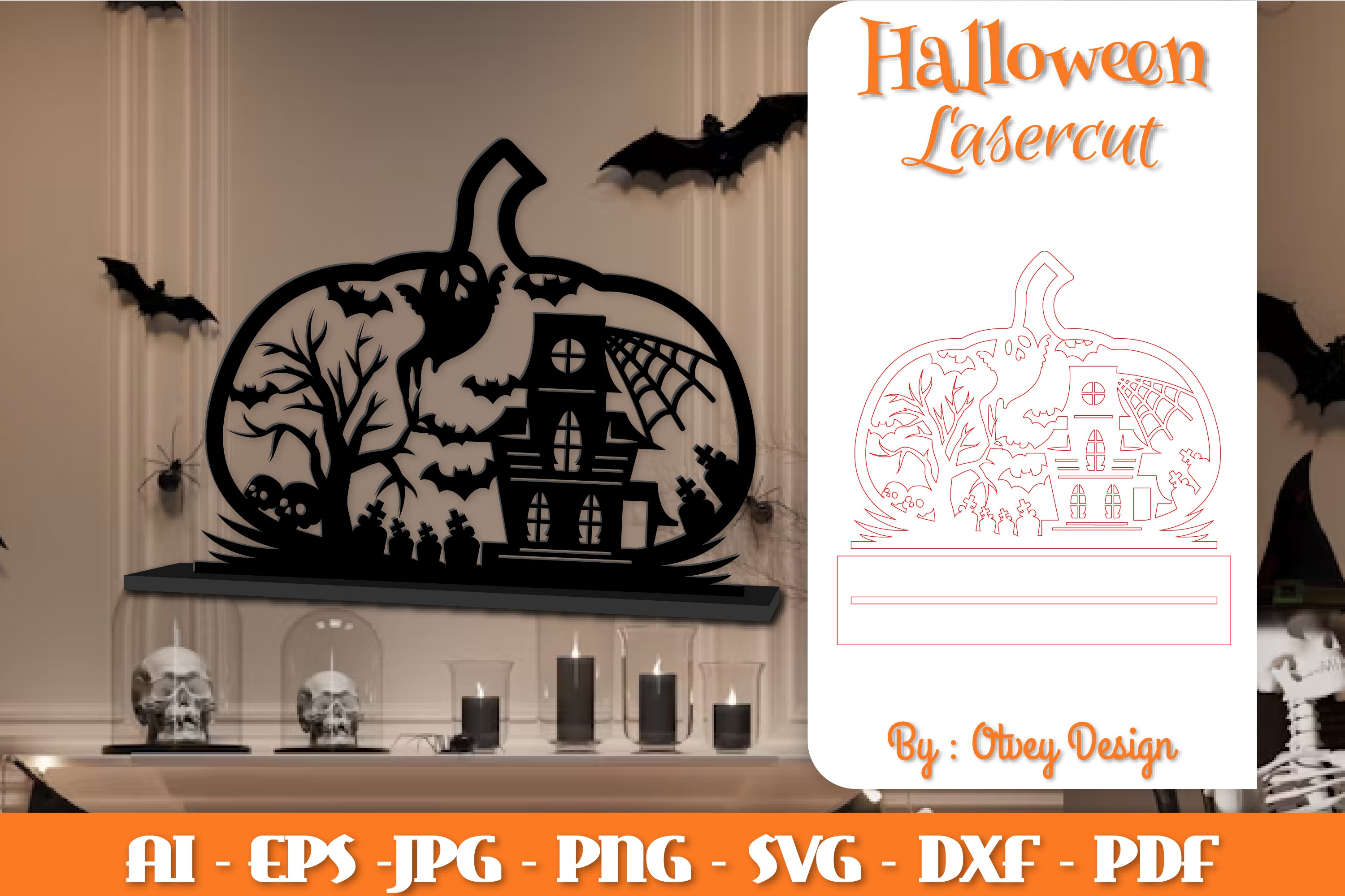 Halloween Decorations Lasercut SVG Bundle