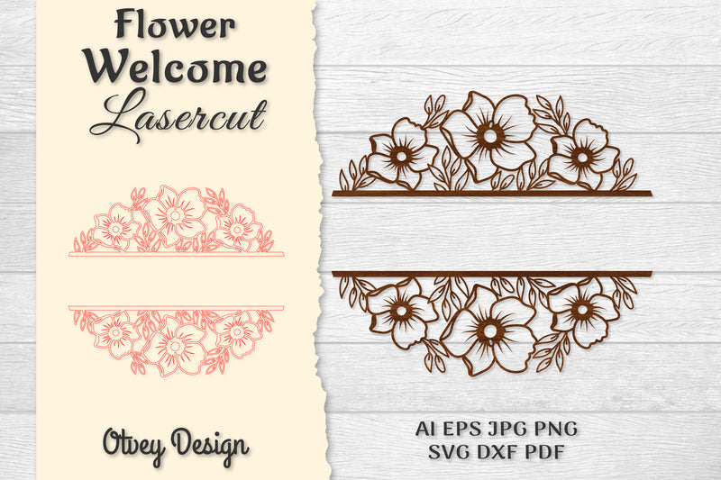 Flower Welcome Slip Lasercut SVG Bundle 9 - CraftNest - Digital Crafting and Art