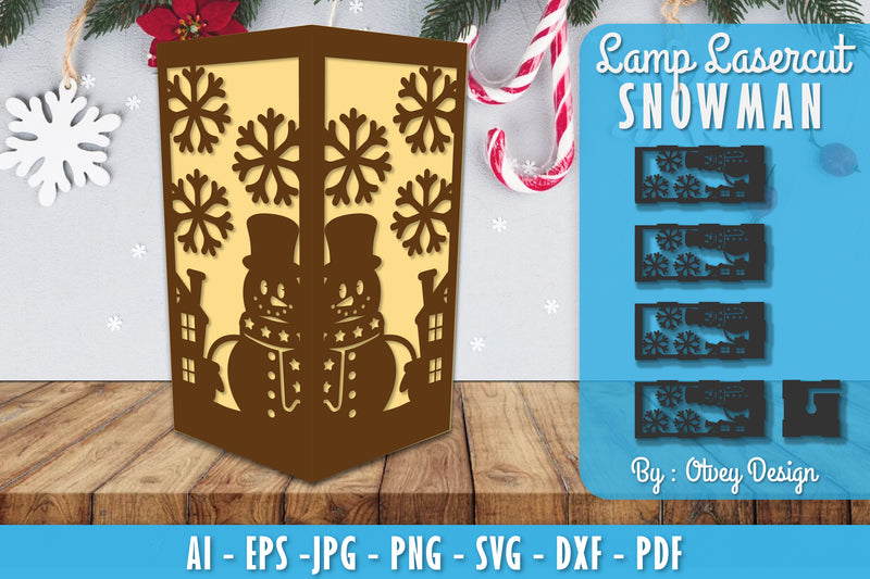 Snowman Lamp Lasercut SVG Bundle 10 - CraftNest - Digital Crafting and Art